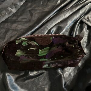 Delta Handpainted  Black and Green Cosmetic Bag